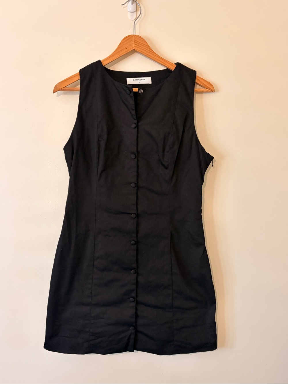 Commense Black Sleeveless Button-Front Sheath Dress
